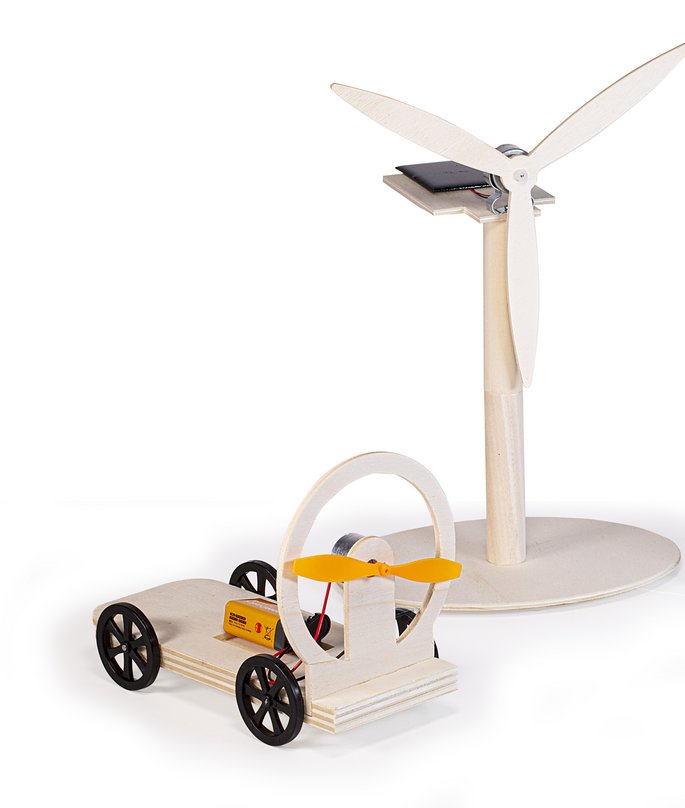 Propellerauto und Windrad