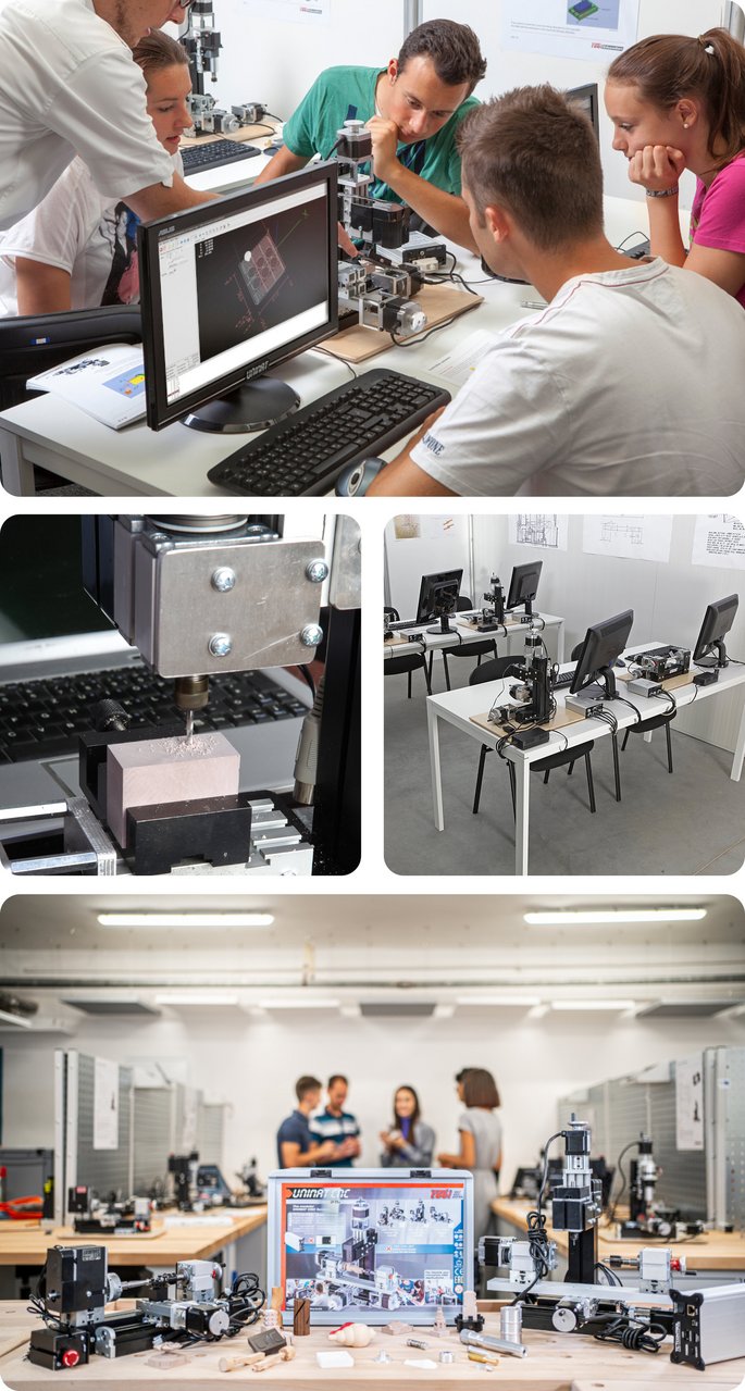 UNIMAT CNC übersicht bild mit maschinen und Anwendung