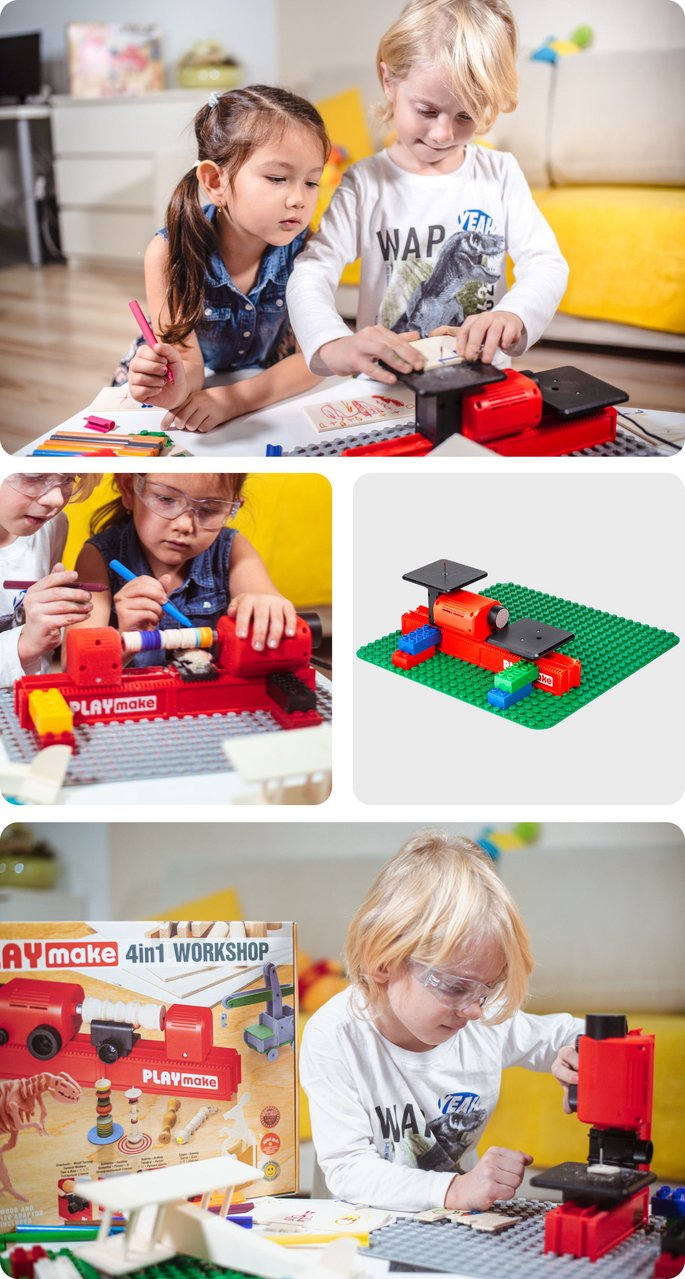 PLAYmake Kindergarten Set Übersichtsfoto mit Anwendungsarten