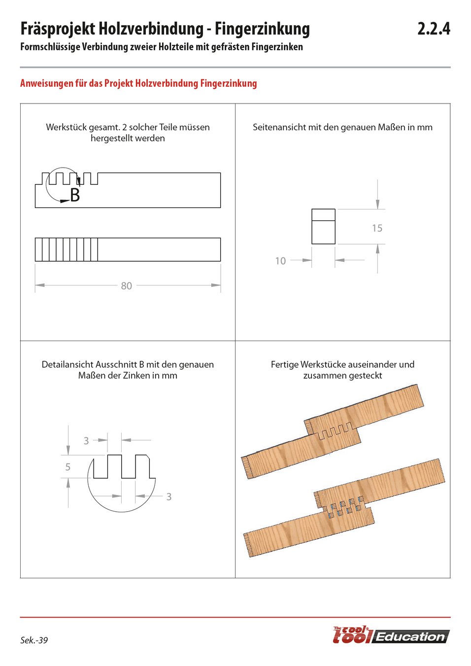 Lehrplanbeispiel Seite 2 Fingerverzinkung aus Holz
