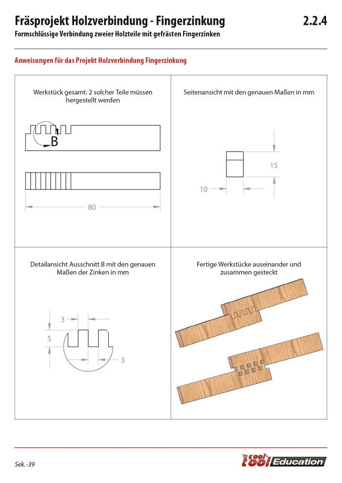 Lehrplanbeispiel Seite 2 Fingerverzinkung aus Holz